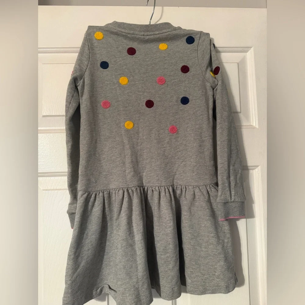 Mini Boden Gray Polka Dot Sweatshirt Dress Size 8-9 Girls - Picture 3 of 4
